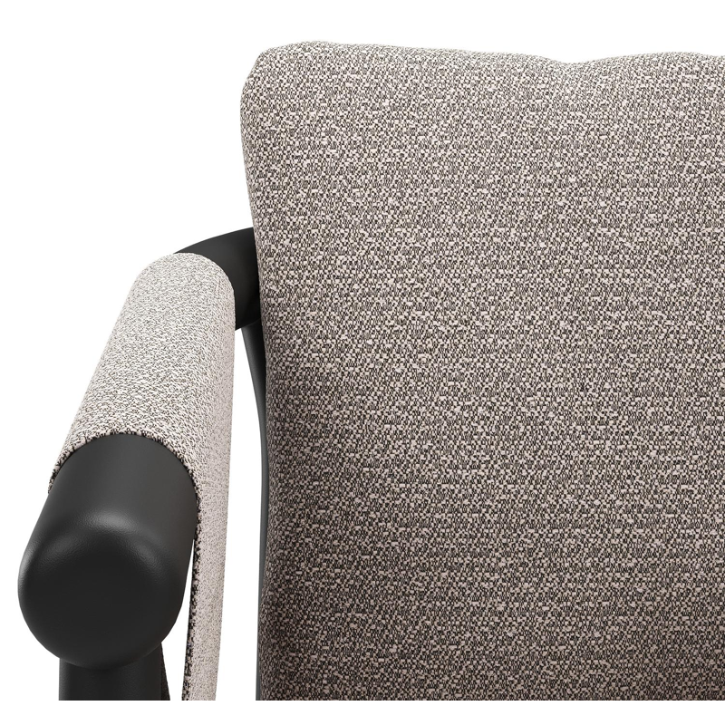 Amico stapelbare tuinstoel in zwart aluminium met stoelkussen in All Weather Sunbrella® Luxe Wander Granite