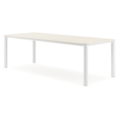 Orso tuintafel rechthoekig afgerond in wit aluminium en volkeramiek retrostone - L 240 x B 100 x H 73.5 cm