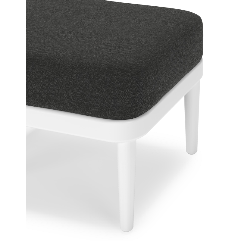 Pouf Orso en aluminium blanc et coussins en all weather sunbrella® luxe Chartres Sooty