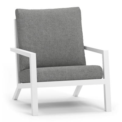 Alcudia loungezetel 1-zit in wit aluminium met grijs polyester kussen