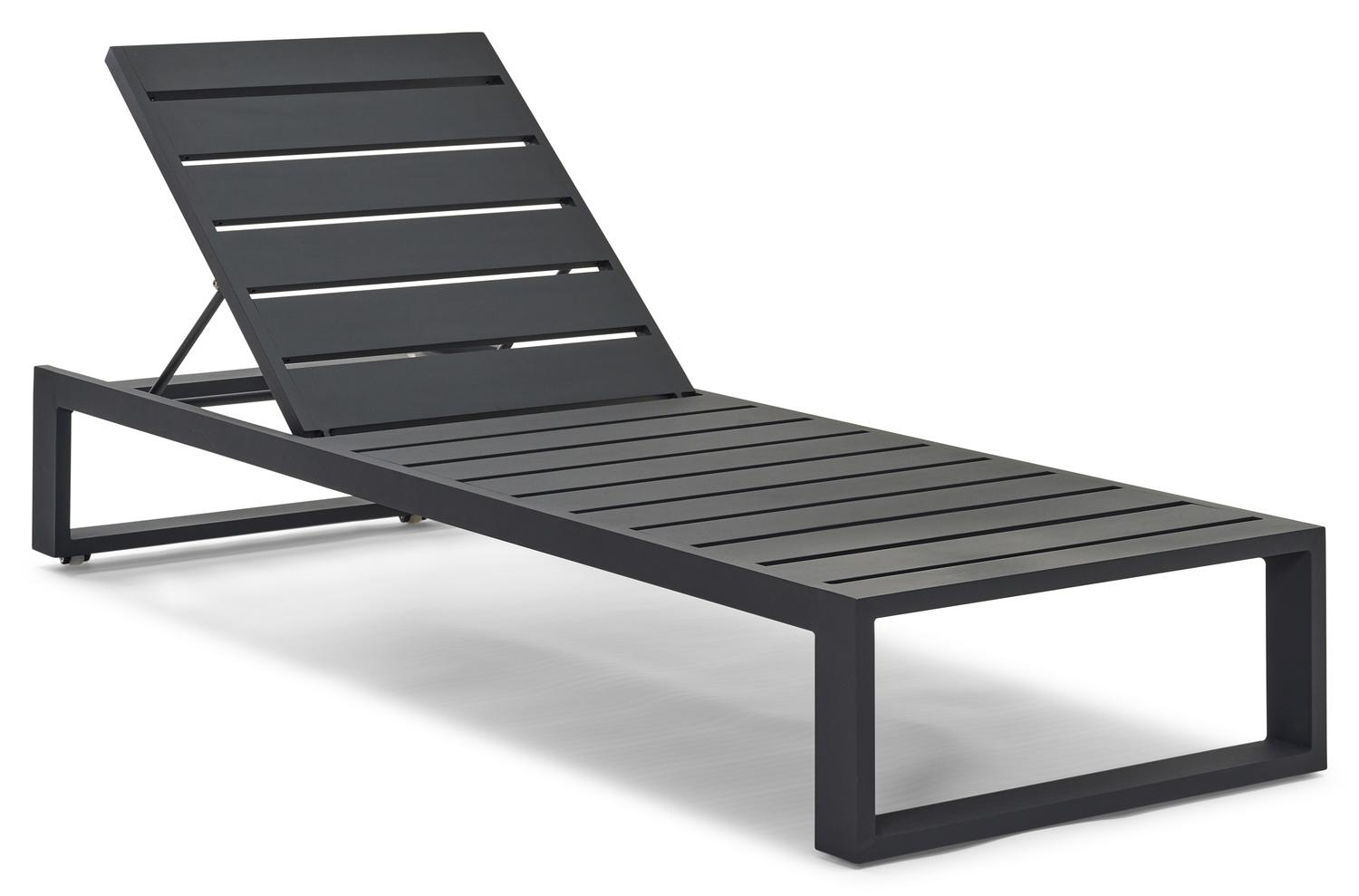 Verato verstelbaar ligbed in zwart aluminium met chartres sooty all weather sunbrella® luxe kussen