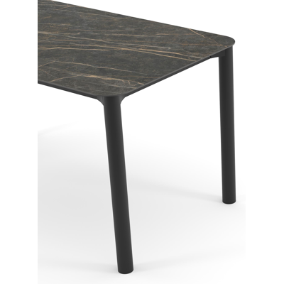 Orso tuintafel rechthoekig afgerond in zwart aluminium en volkeramiek Black Obsession - L 140 x B 80 x H 74.5 cm