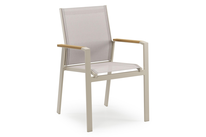 Bahia tuinset rechthoekig in beige aluminium en polywood met 6 Bahia tuinstoelen