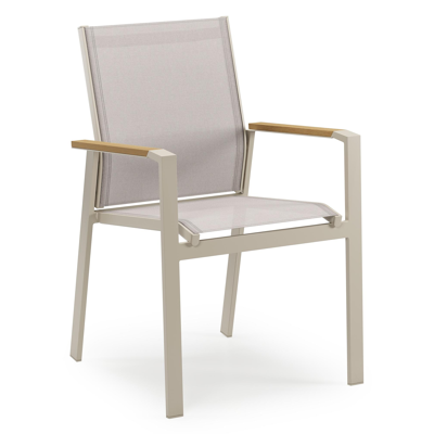 Bahia tuinset rechthoekig in beige aluminium en polywood met 6 Bahia tuinstoelen