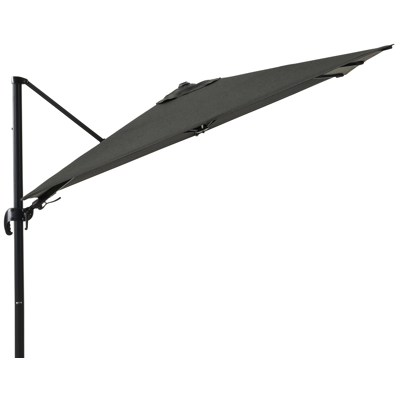 Avola zweefparasol met tiltfunctie in zwart aluminium met natte sooty all weather sunbrella® premium parasoldoek - L1 200 x L2 300 cm (zonder voet)