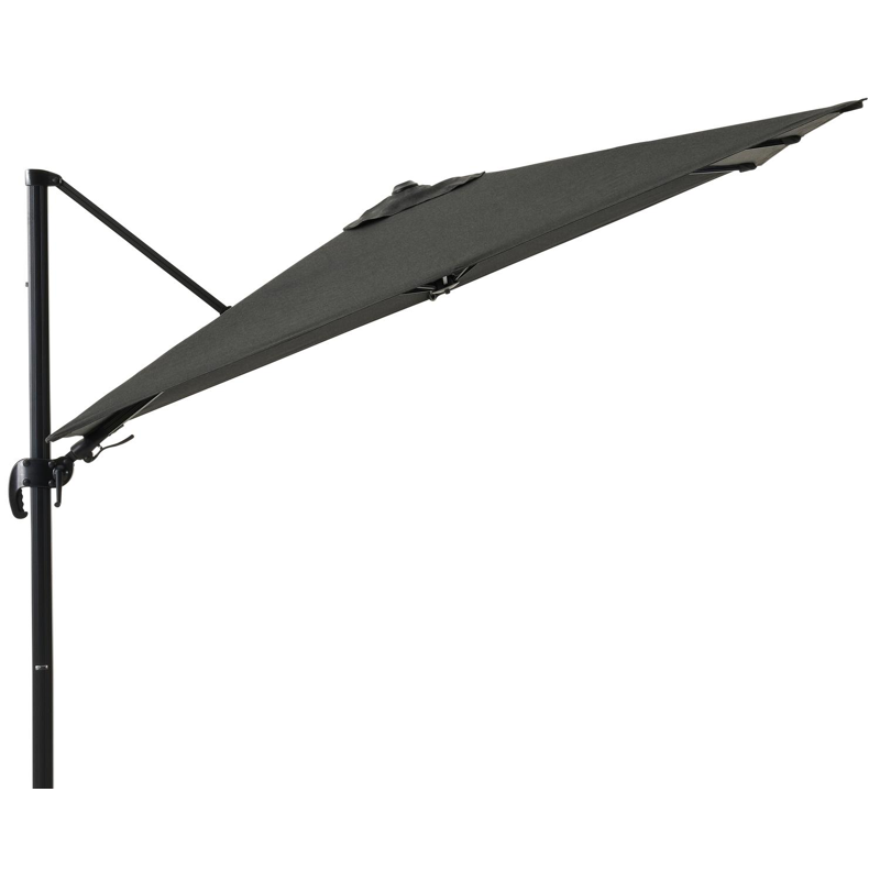 Avola zweefparasol met tiltfunctie in zwart aluminium met natte sooty all weather sunbrella® premium parasoldoek - L1 200 x L2 300 cm (zonder voet)