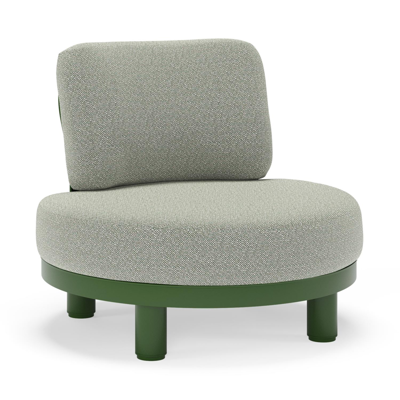 Donato loungestoel in groen aluminium met all weather sunbrella® luxe Savane Leaf kussen