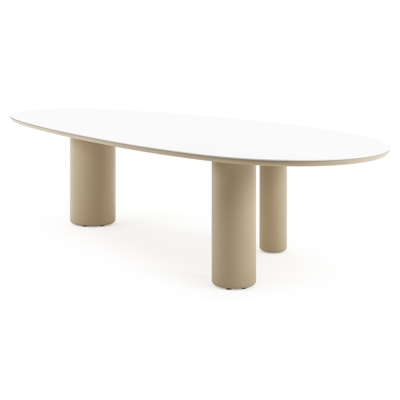 Amico tuintafel mango in beige aluminium en volkeramiek Arctic White - L 320 x B 140 x H 73.5 cm