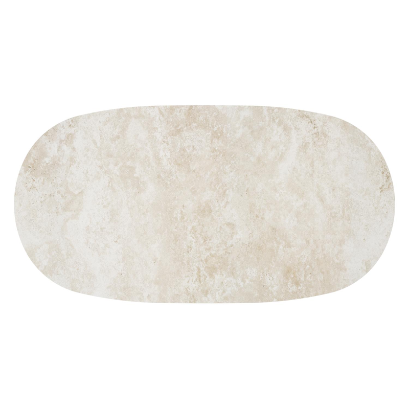 Table de basse Amico bombo en aluminium blanc et céramique pleine Rapolano - Lg. 171 x Lrg. 89 x Haut. 24 cm