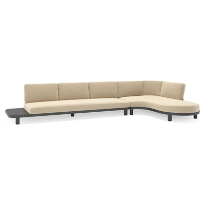 Donato loungehoek in zwart aluminium met all weather cosytica Althea Camel kussen