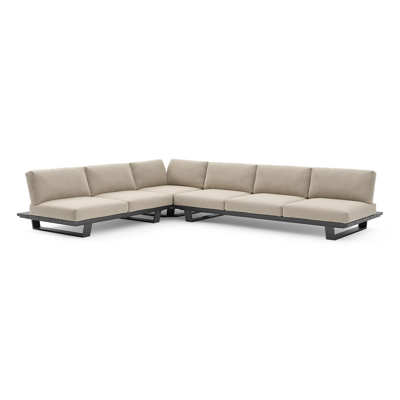Pagino loungehoek in zwart aluminium met marbella beige all weather cosytica kussen
