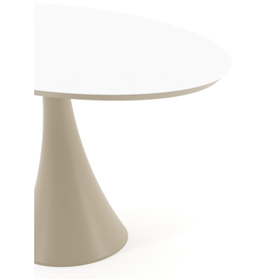 Fano tuintafel ovaal in beige aluminium en volkeramiek Arctic White - L 140 x B 80 x H 74.5 cm