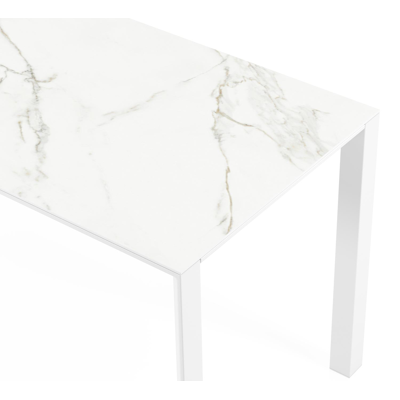 Malito tuintafel in wit aluminium en volkeramiek calacatta - L 170 x B 70 x H 75,5 cm