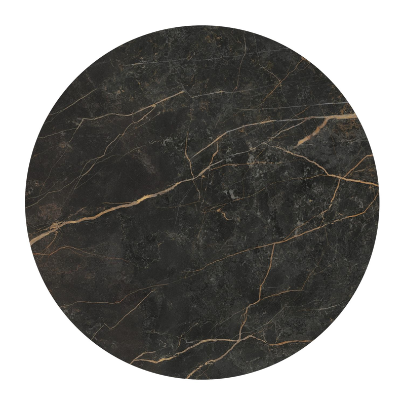 Bomero loungetafel rond in wit aluminium en volkeramiek Black Obsession - Dia. 84 x H 32.2 cm