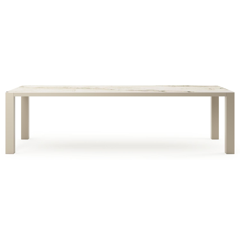 Table de jardin Nano rectangulaire en aluminium beige et céramique pleine Colorado Dunes Lg. 280 x Lrg. 110 x Haut. 75 cm