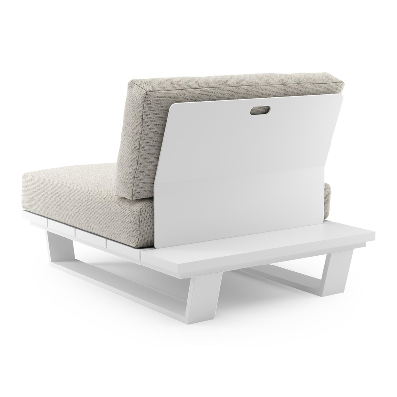 Pagino loungestoel in wit aluminium met firenze natural all weather solica kussen