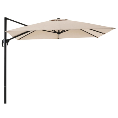 Parasol pendant Calpe en aluminium noir avec toile de parasol en weather+ softtouch beige - Lg.1 270 x Lg.2 270 cm (sans pied de parasol)
