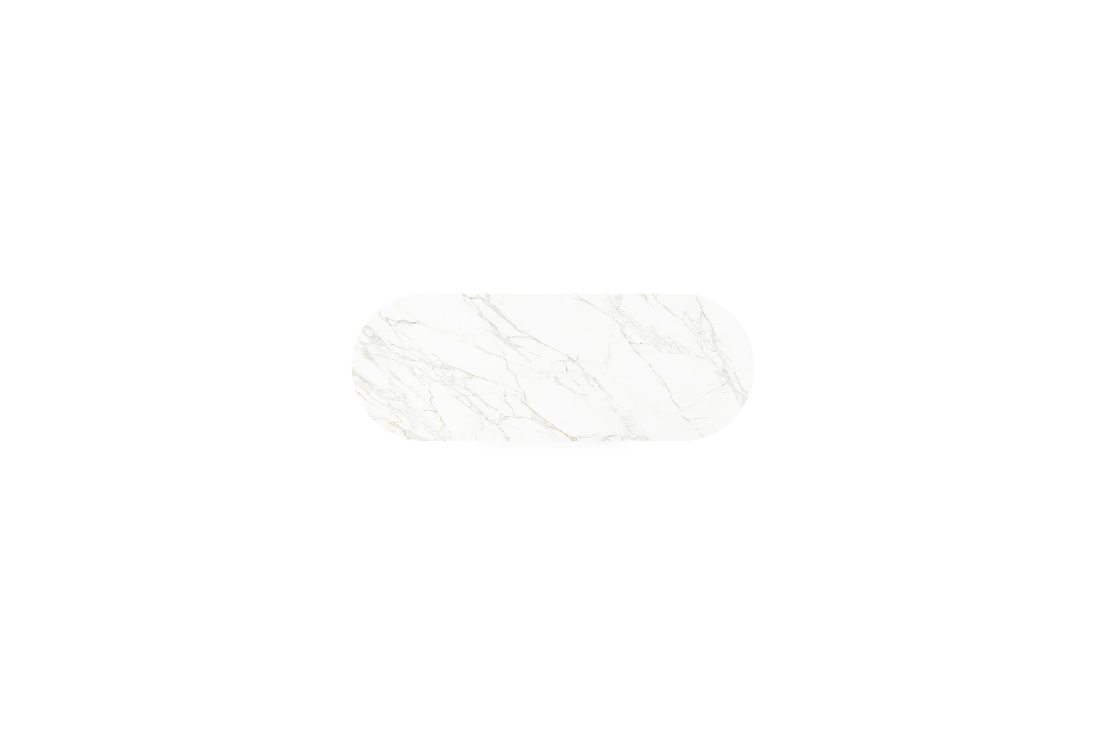 Como tuintafel ovaal in zwart aluminium en volkeramiek Calacatta - L 300 x B 110 x H 74 cm