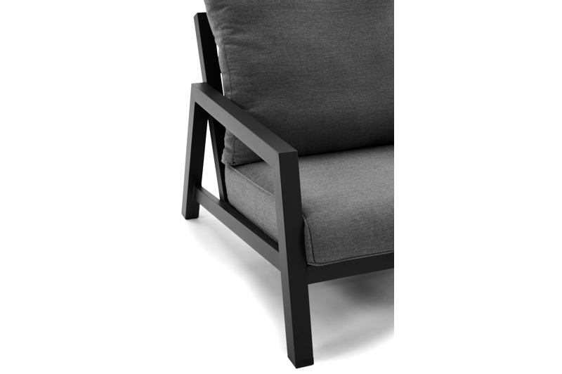 Zen'so loungeset in zwart aluminium met grijs weather+ softtouch