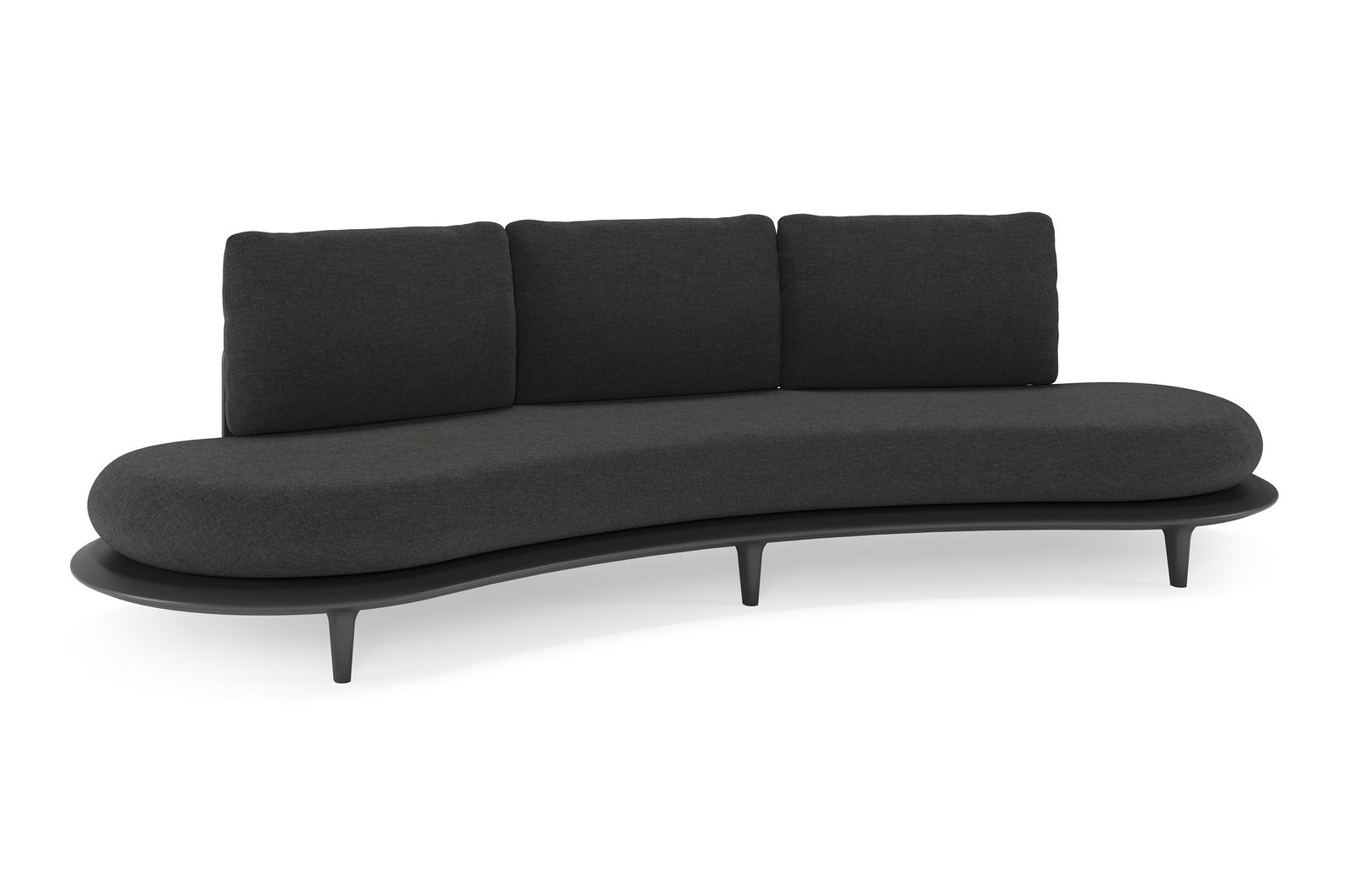 Bomero loungebank in zwart aluminium met chartres sooty all weather sunbrella® luxe kussen