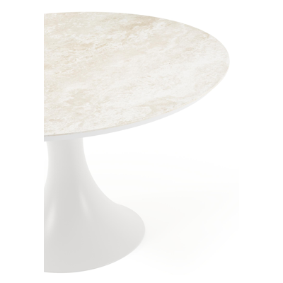 Fano tuintafel rond in wit aluminium en volkeramiek Rapolano dia. 130 cm