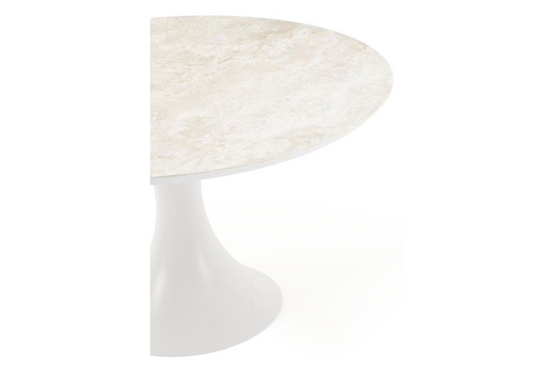 Fano tuintafel rond in wit aluminium en volkeramiek Rapolano dia. 130 cm