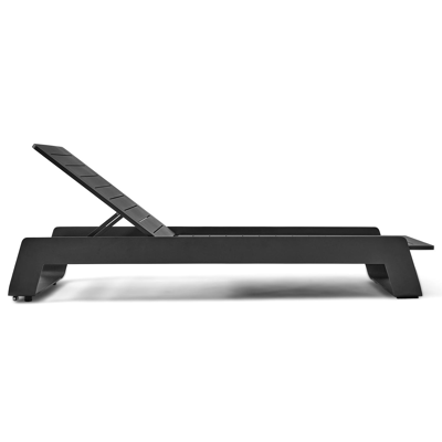 Chaise longue réglable Atessa en aluminium noir avec all weather sunbrella® luxe chartres pewter coussin