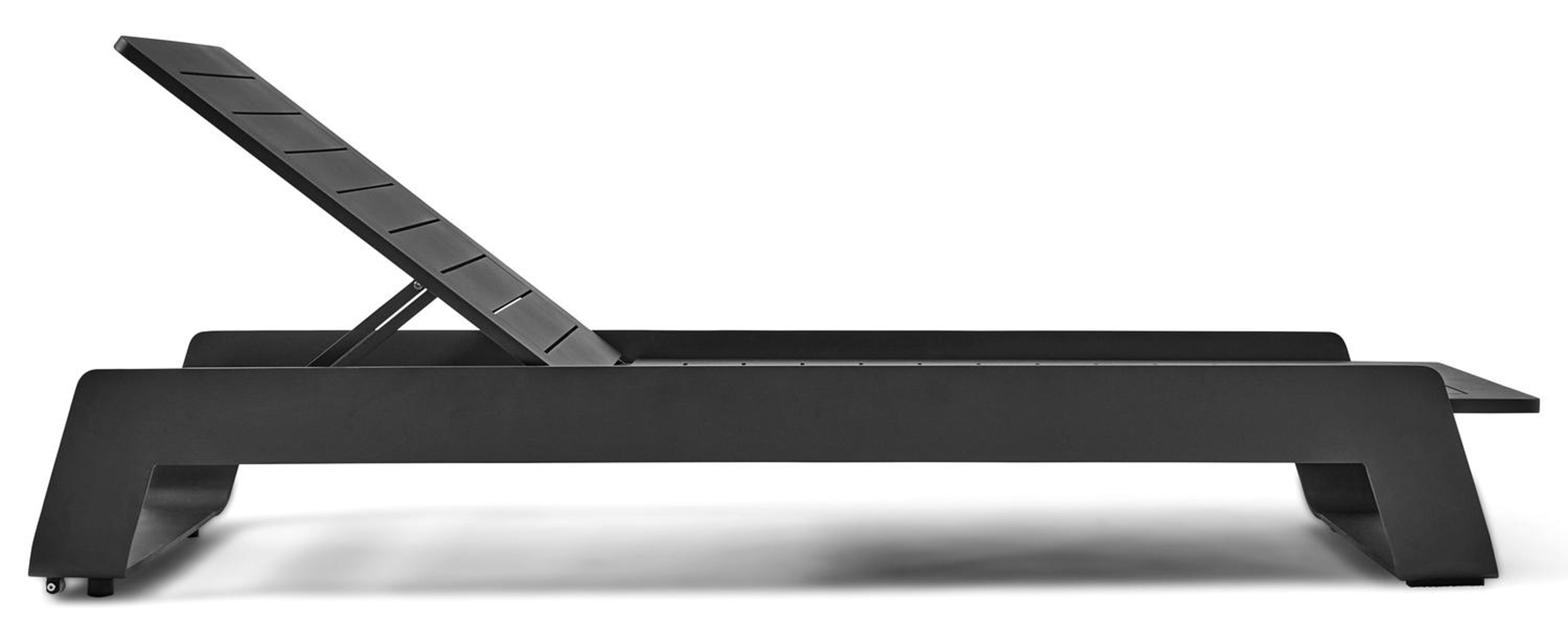 Chaise longue réglable Atessa en aluminium noir avec all weather sunbrella® luxe chartres pewter coussin