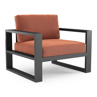 Verato loungestoel in zwart aluminium met heritage rust all weather sunbrella® luxe kussen