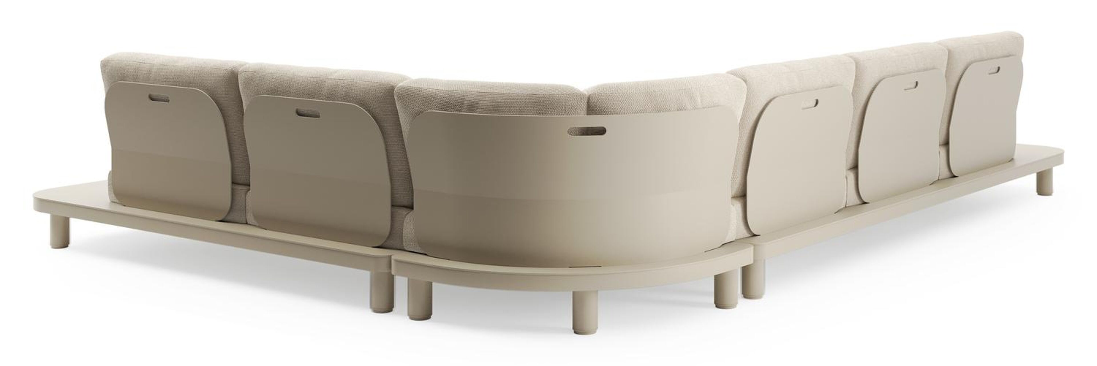 Donato loungehoek in beige aluminium met althea chalk all weather cosytica kussen