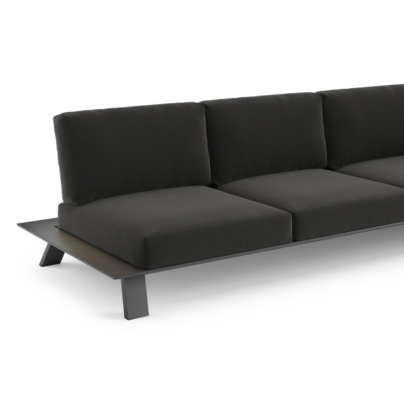 Cesano loungebank in zwart aluminium met natte sooty all weather Sunbrella® luxe kussen