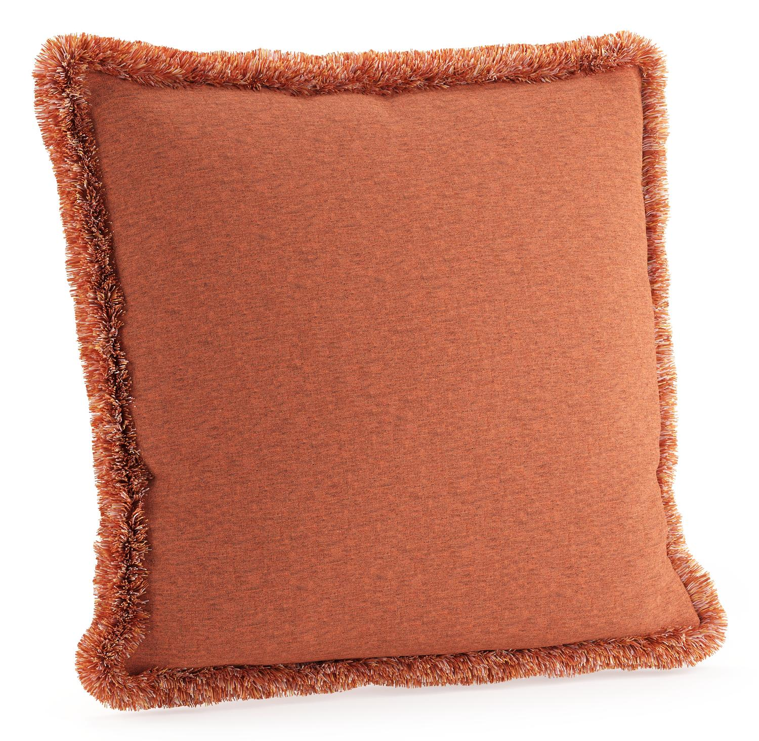 Sierkussen met franjes 45 x 45 cm in all weather sunbrella luxe heritage rust