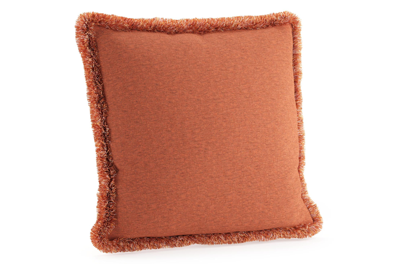 Sierkussen met franjes 45 x 45 cm in all weather sunbrella luxe heritage rust