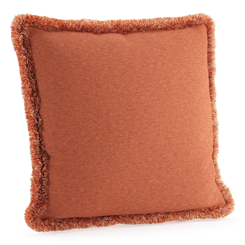 Sierkussen met franjes 45 x 45 cm in all weather sunbrella luxe heritage rust