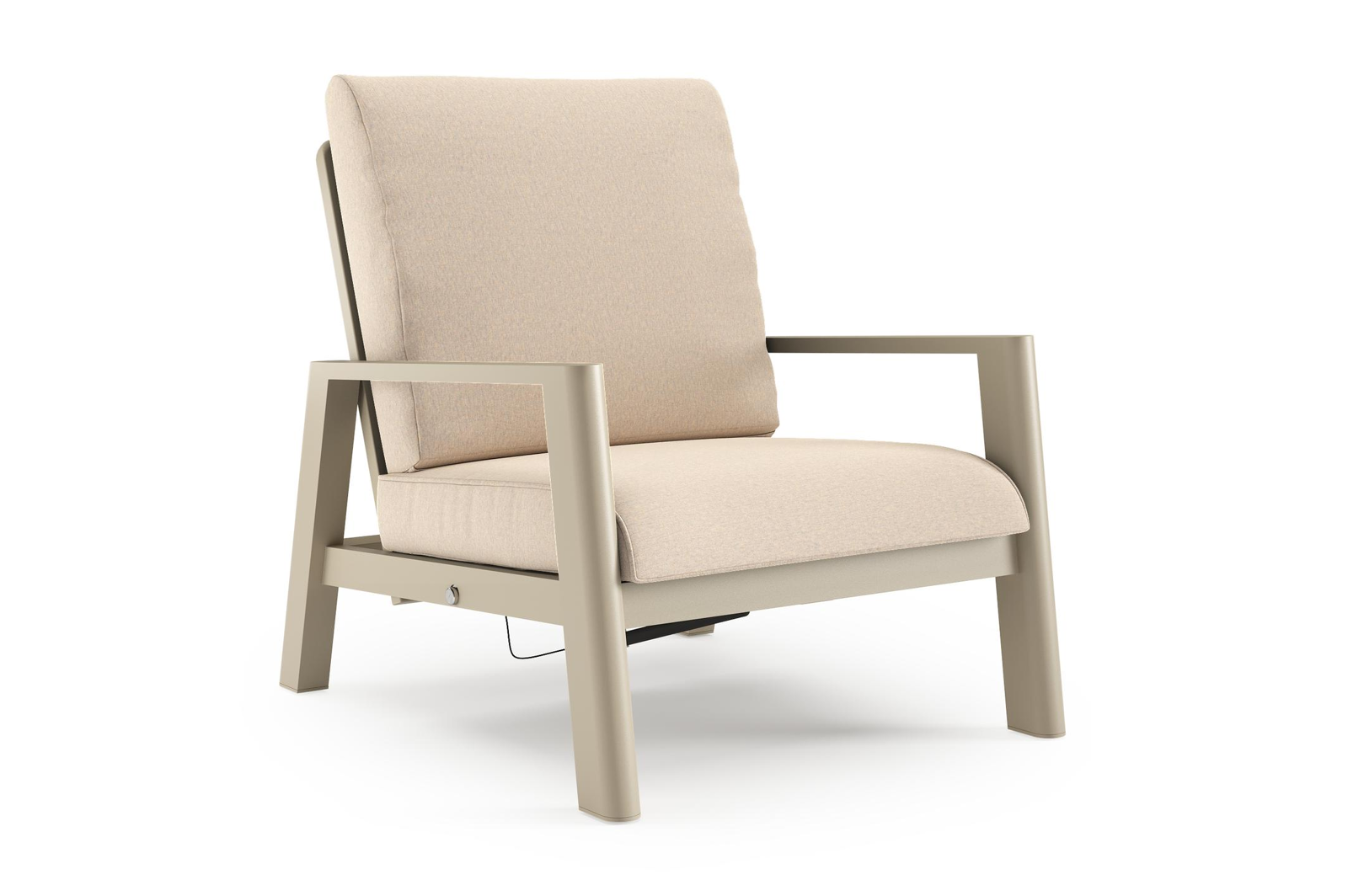 Fauteuil de jardin Cirello en aluminium beige et coussins en all weather sunbrella® luxe heritage papyrus