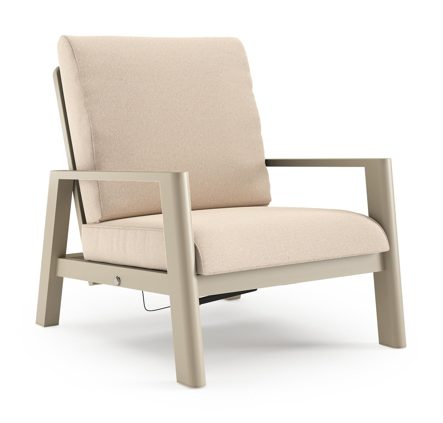 Cirello loungestoel in beige aluminium met heritage papyrus all weather sunbrella® luxe kussen