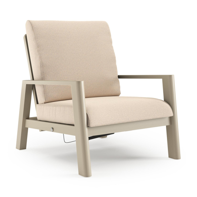 Cirello loungestoel in beige aluminium met heritage papyrus all weather sunbrella® luxe kussen