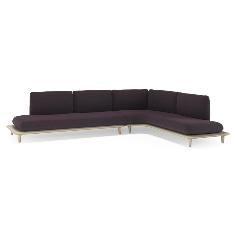 Salon de jardin d'angle Bomero en aluminium beige et coussins en all weather sunbrella® luxe tundra red