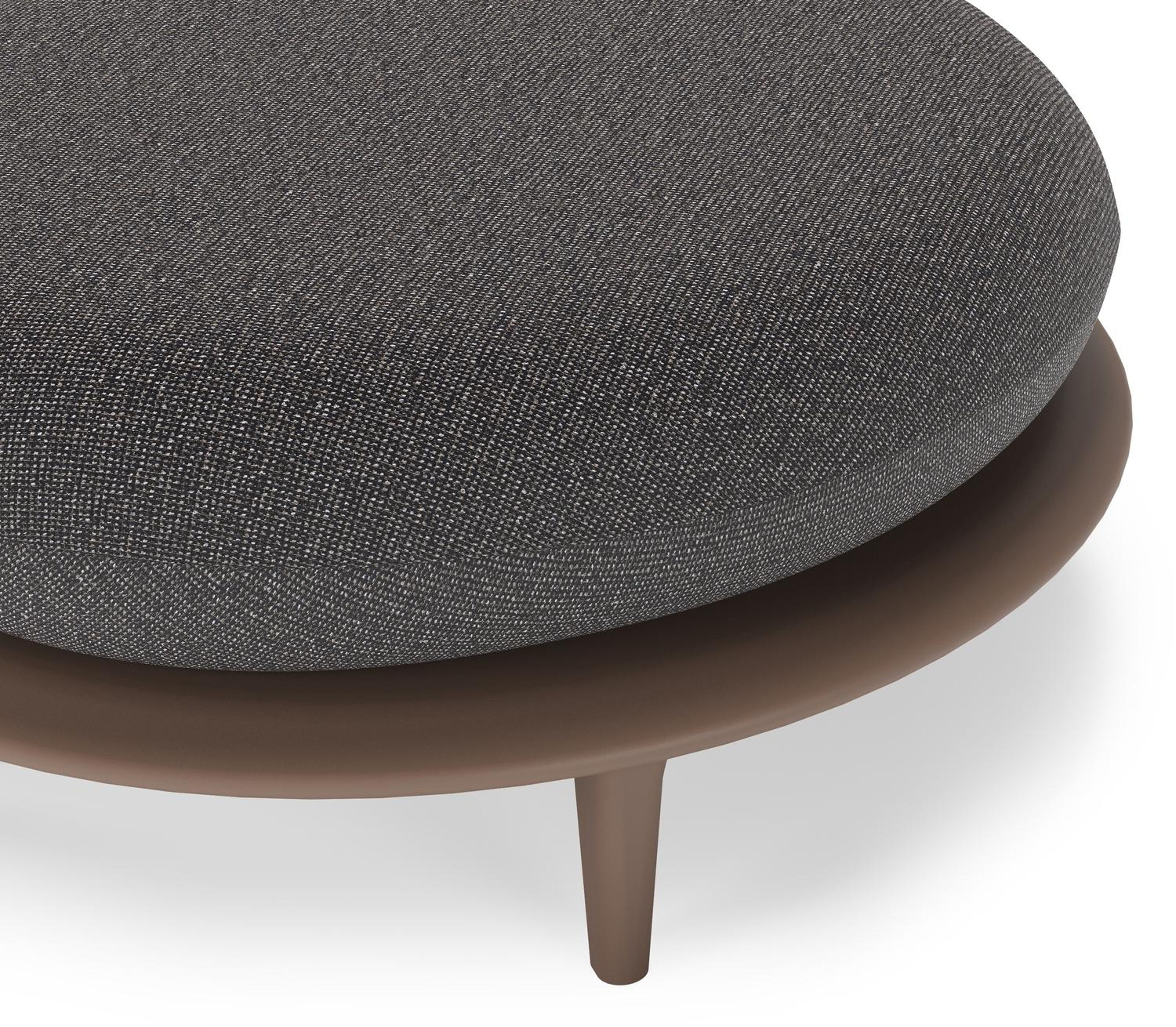Pouf Bomero en aluminium taupe et coussin en all weather solica firenze tunder