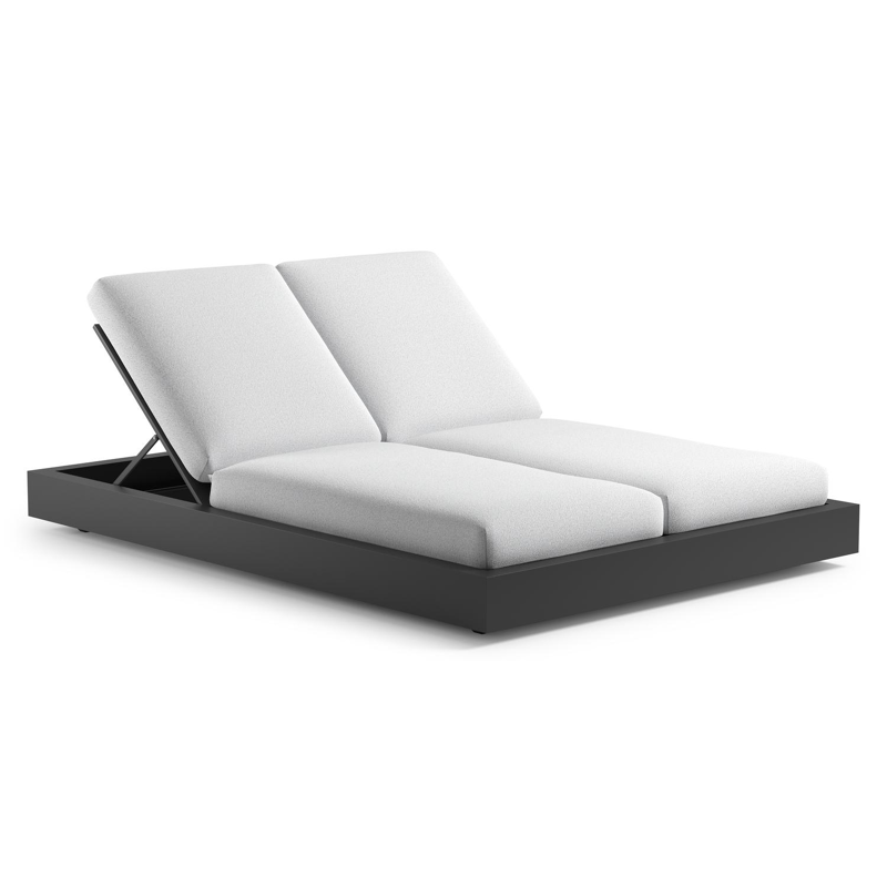 Como verstelbaar dubbel ligbed in zwart aluminium met ego birch all weather Solica kussen