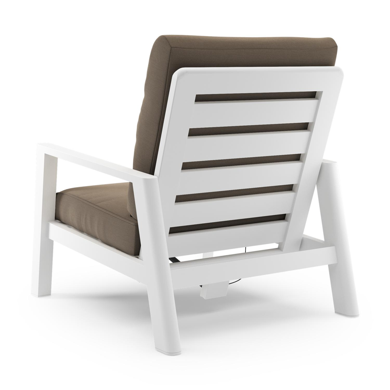 Cirello loungestoel in wit aluminium met natte heather grey all weather sunbrella® luxe kussen