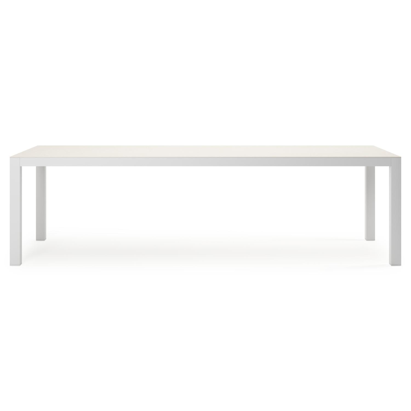 Varese tuintafel rechthoekig in wit aluminium en sintered stone Crema minerale - L 270 x B 100 x H 74 cm