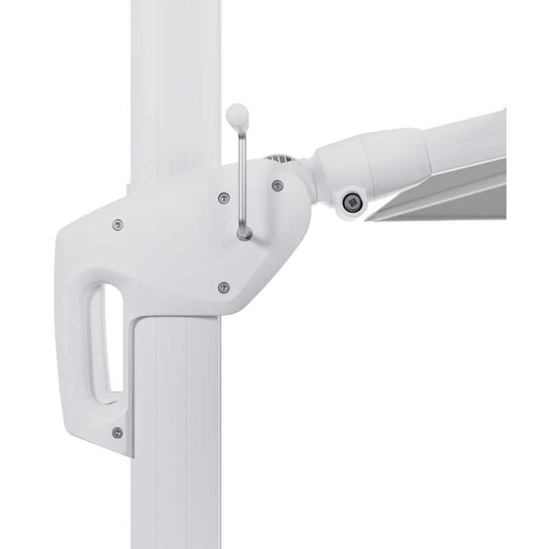 Minore zweefparasol tiltfunctie in wit aluminium en parasoldoek in All Weather Solica Ego Birch  - L1 400 x L2 300 cm (zonder voet)