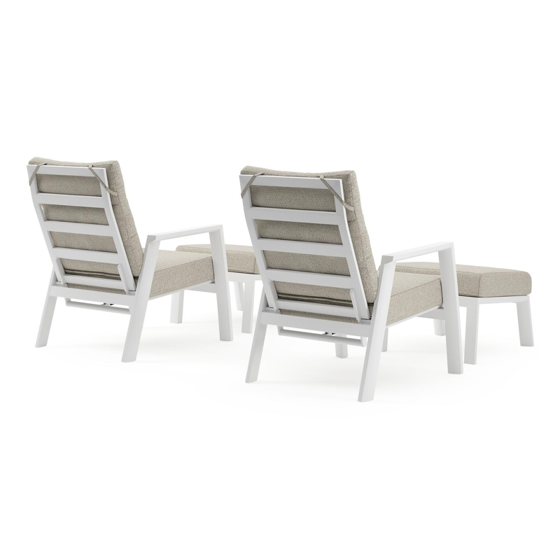 Set van 2 Avila loungestoelen in wit aluminium met beige weather+ softtouch kussens