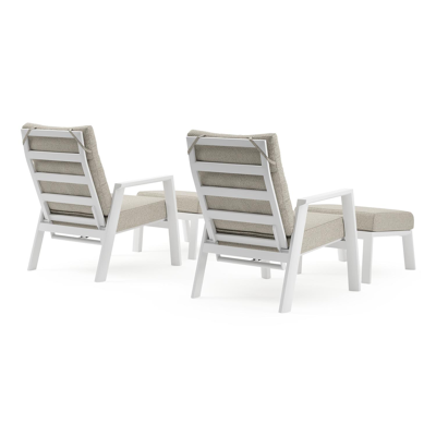 Set van 2 Avila loungestoelen in wit aluminium met beige weather+ softtouch kussens