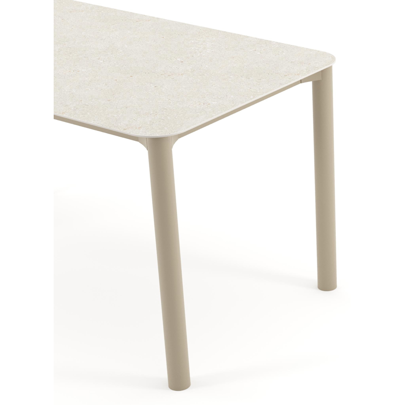Orso tuintafel rechthoekig afgerond in beige aluminium en volkeramiek Shilin - L 140 x B 80 x H 74.5 cm