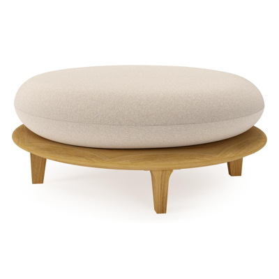 Bomero poef in teak met heritage ash all weather sunbrella® luxe kussen