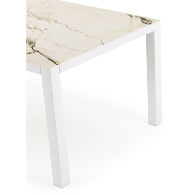 Como tuintafel rechthoekig in wit aluminium en volkeramiek colorado dunes - L 160 x B 100 x H 75 cm