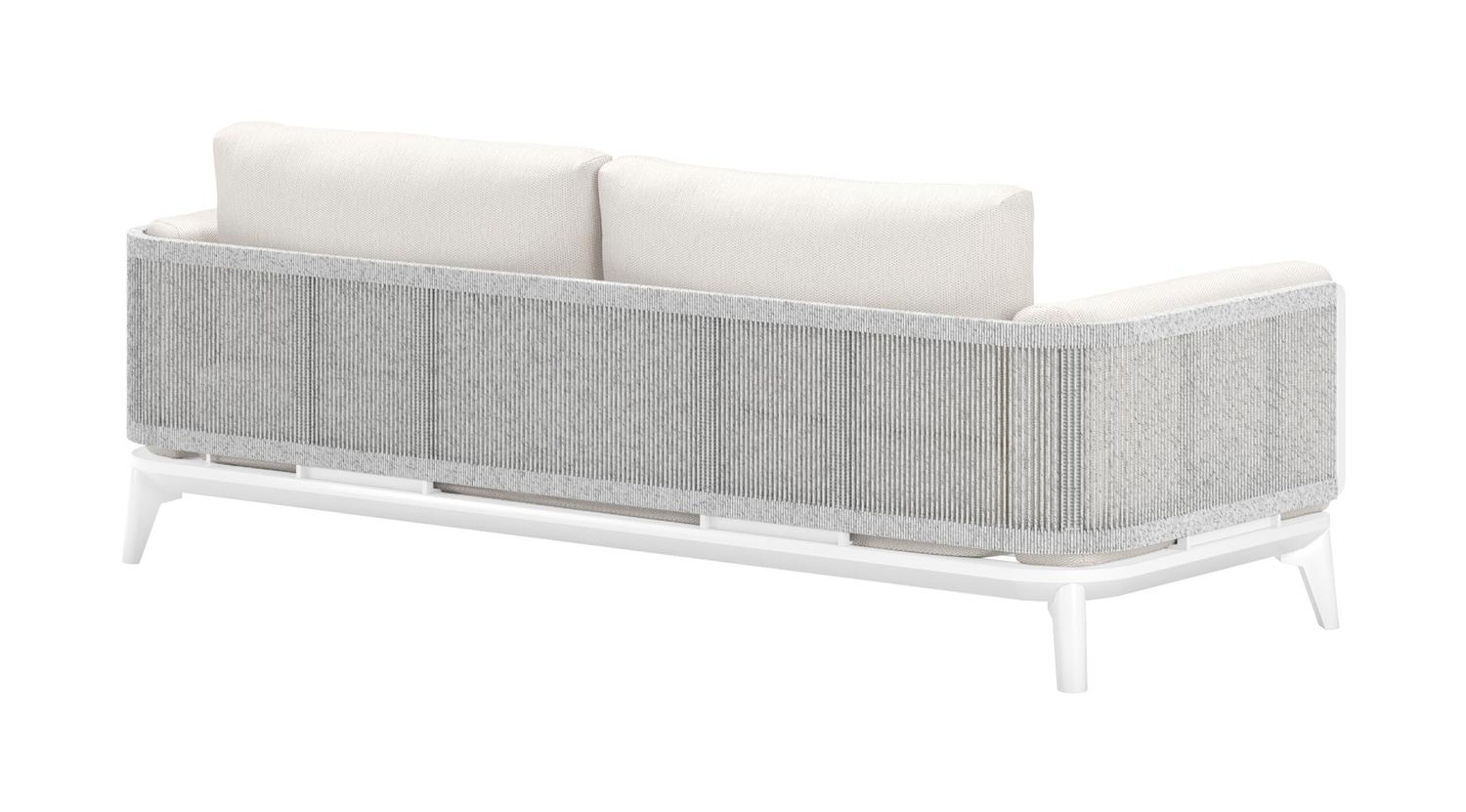 Mosa loungeset in wit aluminium en wit-grijs gedraaide ronde wicker met sand weather+ softtouch kussens
