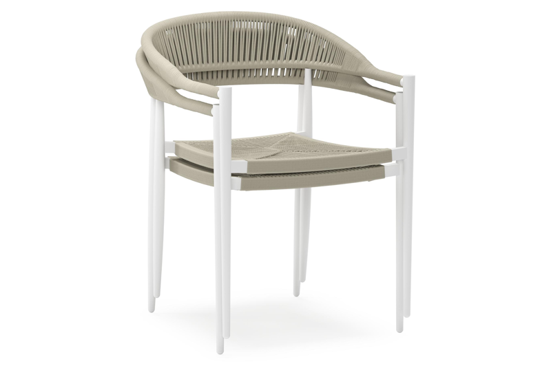 Tora tuinset in wit aluminium en polywood met 6 Guarda tuinstoelen